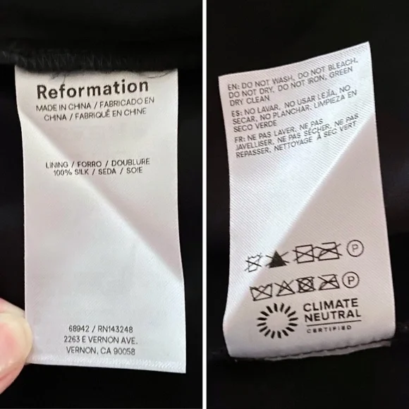 NEW Reformation Vina Dress Black 0
